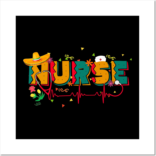 Stethoscope Heartbeat Nurse Mexican Cinco De Mayo Fiesta Wall Art by webster